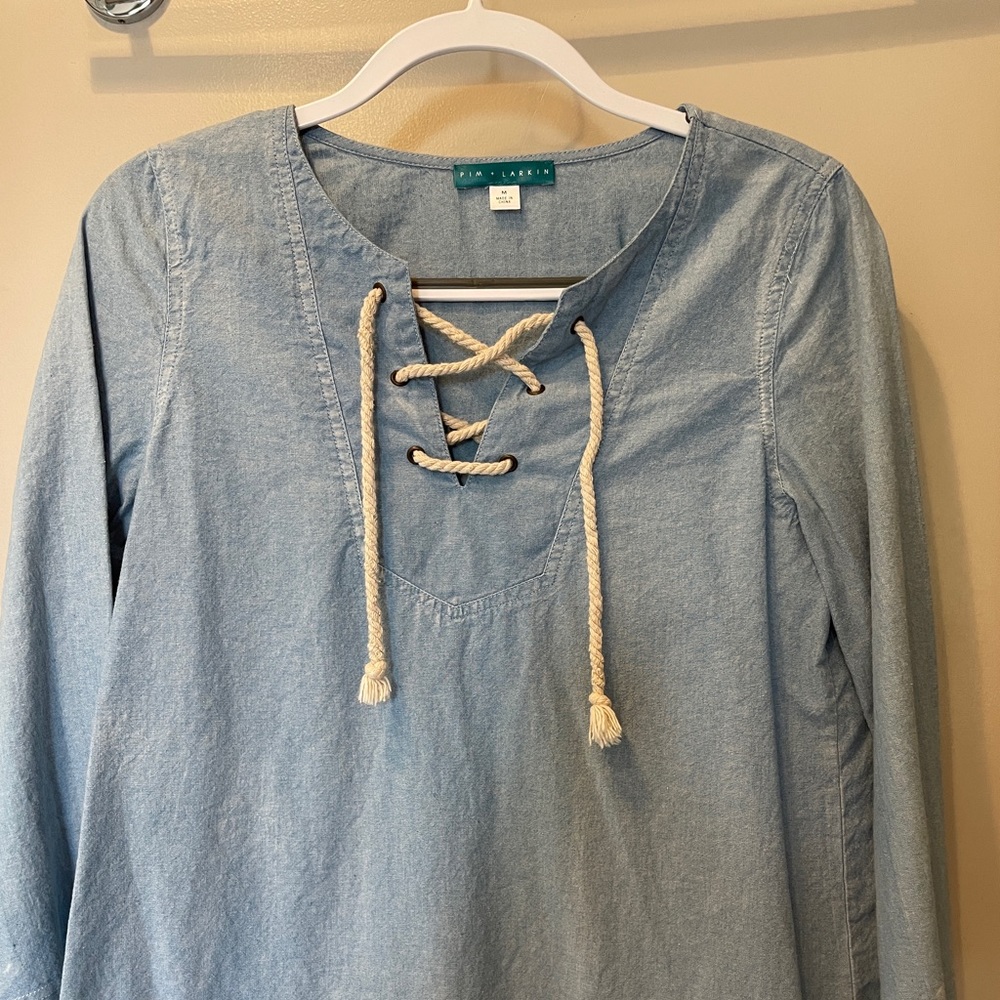 Pim + Larkin Denim Rope Lace Top